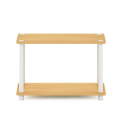 Turn-N-Tube Night Stand, Rectangle Nightstand with Open Shelf, Toolless Assembly Side Table, End Table, for Living Room, Bedroom, Beech
