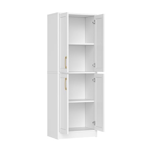 Pantry Kitchen Pantry Cabinet with 4 Doors and Adjustable Shelves