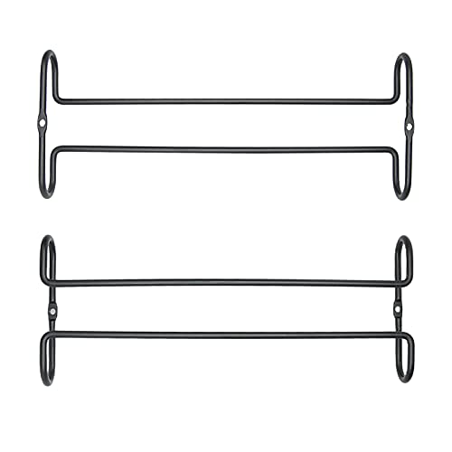10 Inch Wine Glass Rack Under Cabinet Shelf Stemware Storage Hanging Hanger Organizer Glasses Holder with Drying Under Counter Metal for Kitchen and Bar Set of 4 Black (4 Count)