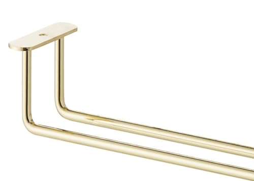 16" Glass Hanging Stemware Rack Brass Plated Set of 2 (2 Count)