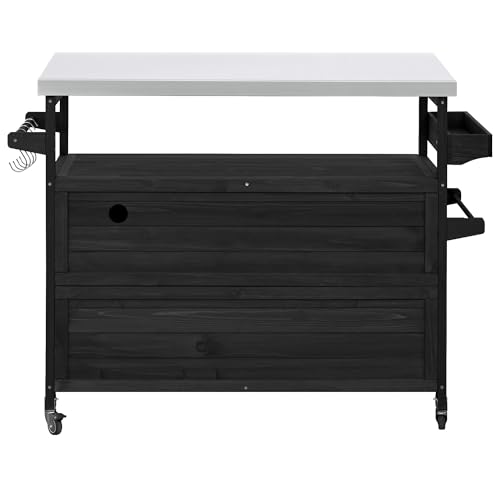 Outdoor Grill Table with Stainless Steel Top