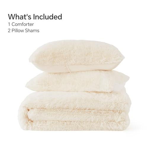 Cream White Fluffy Comforter Set Queen