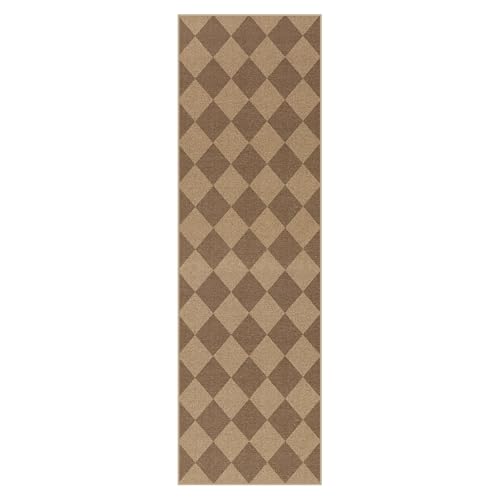 Checkered Easy Jute Kitchen Runner Rug