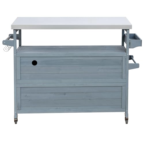 Outdoor Grill Table with Stainless Steel Top