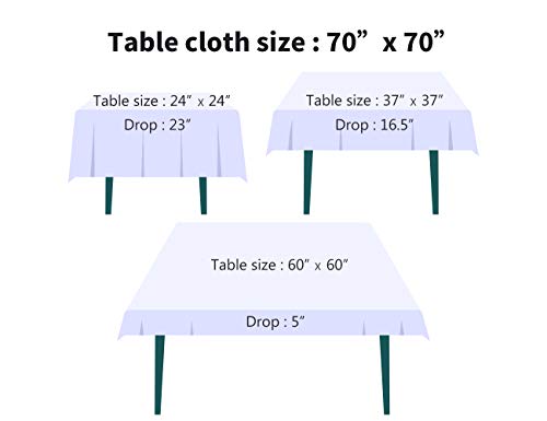 Small White Square Tablecloth 70x70 Inch