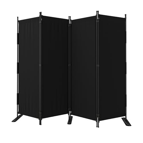 Room Divider 4 Panel Folding Screen 6ft Portable Wall Partition Room Divider with 3 Metal Feet