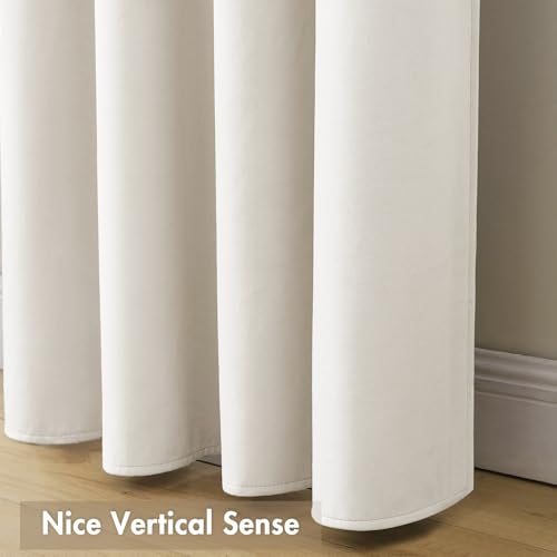 Ivory Blackout Velvet Curtains Drapes 90 Inch Long 52"x90" Bedroom (2 Count)