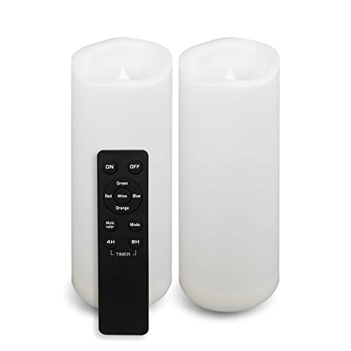 Color Changing Outdoor Battery Operated Flameless Candles with Remote 2 PCS (2 Count)