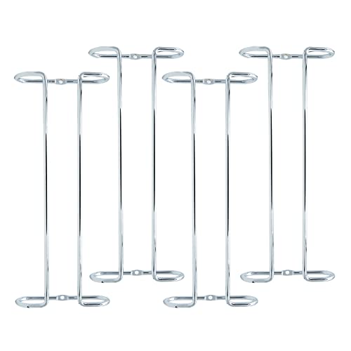 10 Inch Wine Glass Rack Under Cabinet Shelf Stemware Storage Hanging Hanger Organizer Glasses Holder with Drying Under Counter Metal for Kitchen and Bar Set of 2 Silver (2 Count)