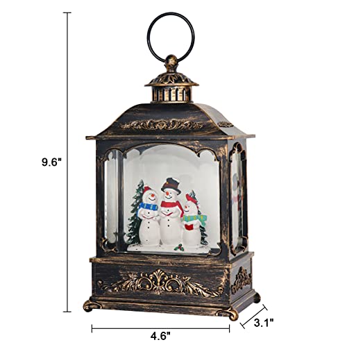 Christmas Snowman Snow Globe Lantern Battery Operated Water Swirling Glitter with 6H Timer