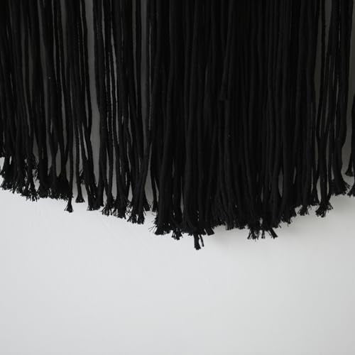 Macrame Wall Hanging Black Yarn Tapestry Boho Fiber Art Decor 57"W*43"L