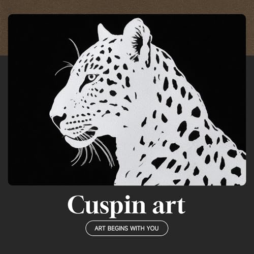 Large Framed Modern Black and White Leopard Wall Art