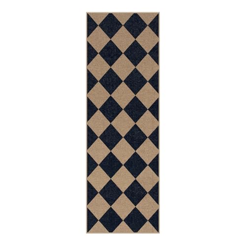 Checkered Easy Jute Outdoor Runner Rug