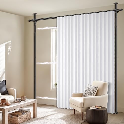 100% Blackout Room Divider Curtains Sets White W100 x L96 in 1 Panel No Drill Curtain Rods