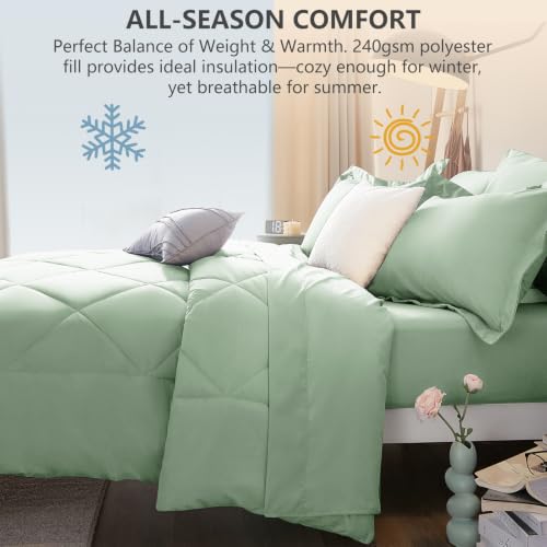 Twin Comforter Set 68"x88" Sage Green