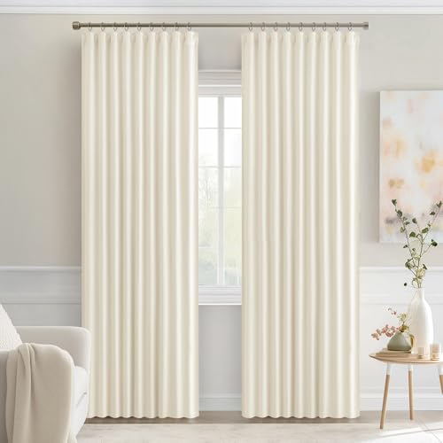 Birch Back Tab Blackout Curtains 52x90 Inch Long 2 Panels Set (2 Count)