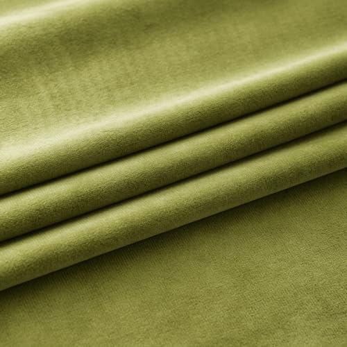 Moss Green Blackout Velvet Curtains Drapes 96 Inch Long 52"x96" (2 Count)