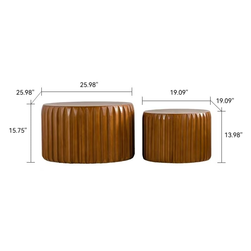 Fluted Round Coffee Table Set of 2 (2 Count)