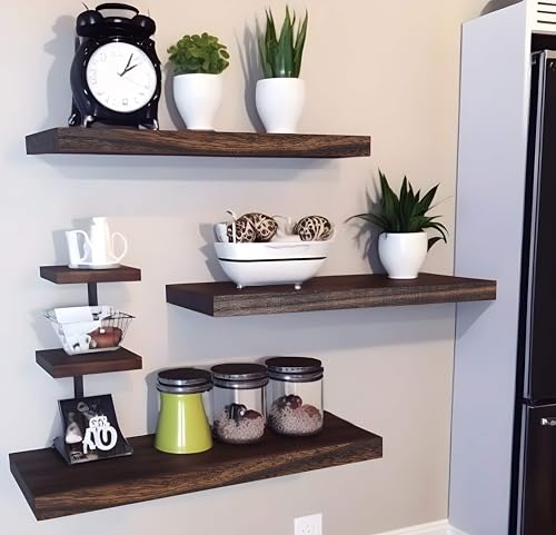 Wood Floating Shelves for Wall Decor (4 Count)