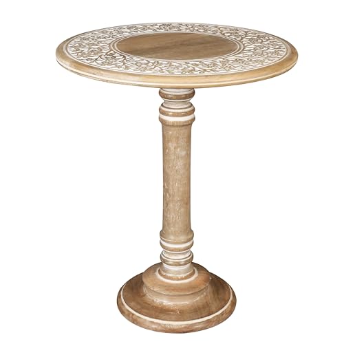 Lightnpro Rustic Round Pillar Mango Wood End Table