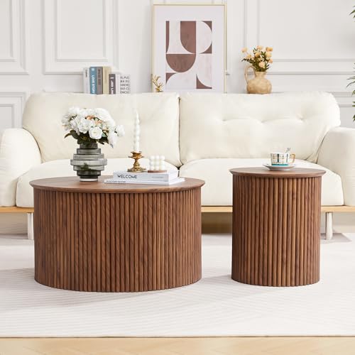 Fluted Round Nesting Coffee Table Set of 2 (2 Count)