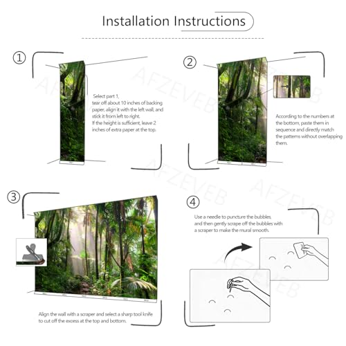 Tropical Forest Peel and Stick Wallpaper Landscape Trees Mural
