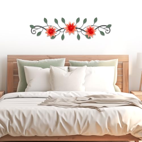 Metal Wall Art Modern Minimalist Metal Flowers Indoor Decor Horizontal Wall Art Iron Artwork