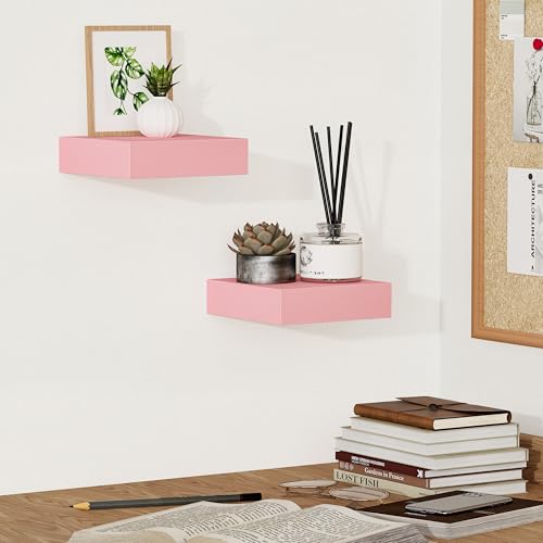 Pink Floating Shelves for Wall (2 Count)
