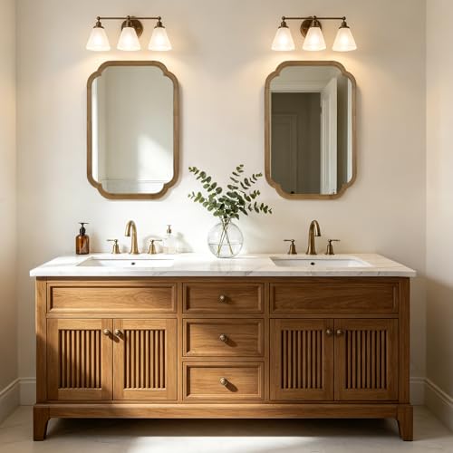 20" x 30" Wood Mirror Rounded Corner Arch Wall Mirror with Wood Frame for Entryway