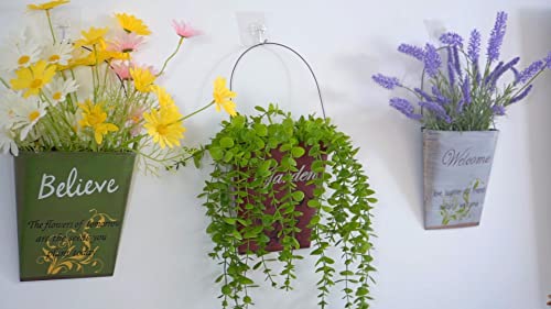 3Pcs 7.4" Tall Galvanized Metal Hanging Planter Rustic Wall Flower Bucket Echelon Wall Pot for Garden Balcony Indoor or Outdoor (3 Count)