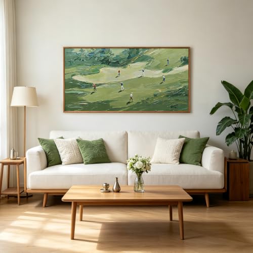 3D Textured Green Golf Course Framed Canvas Wall Art 40x20 Inch