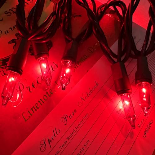 Christmas Lights 100 Count Red Christmas Tree String Lights with Green Wire for Outdoor Indoor Christmas Decorations Wedding Decorations Valentines Day Decor