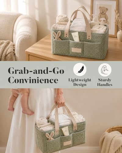 Baby Diaper Caddy Organizer with Portable Changing Mat