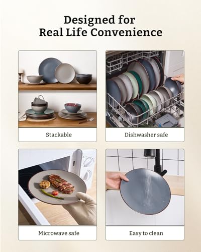 Venus Stoneware Dinnerware Sets with Pasta Bowls (16 Count)