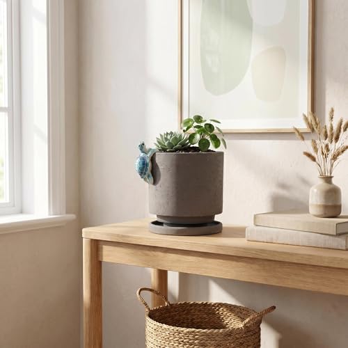 Ceramic Plant Pot with Cute Resin Figure for Idoor Plants