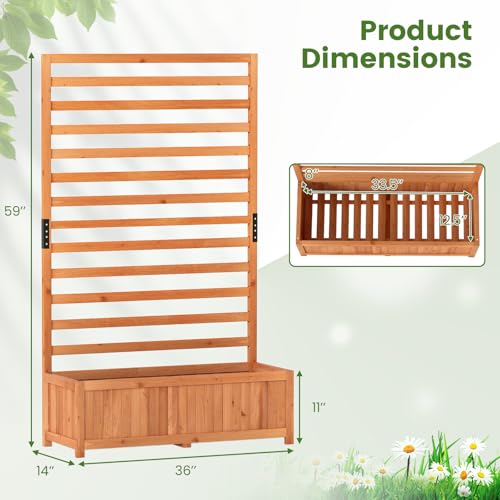 59" Raised Garden Bed with Trellis & Detachable Base Panel