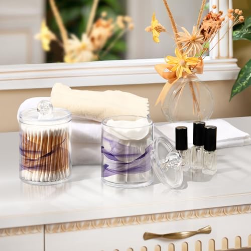 2 Pack Qtip Holder Organizer Dispenser Purple Calla Lily Flower Bathroom Storage Canister Cotton Ball Holder Container for Cotton Pads (2 Count)