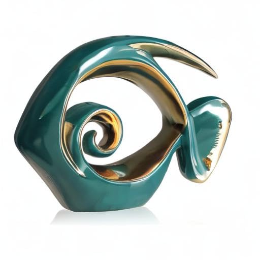 Green Gold Ceramic Fish Figurines