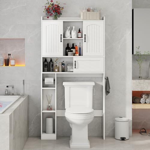 Over The Toilet Cabinet with 2 Barn Doors & Sliding Door