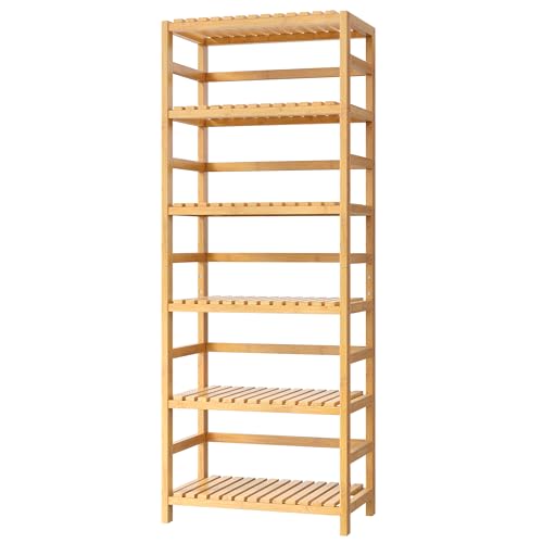6 Tier Bamboo Shelf with Adjustable Shelves (6 Count)