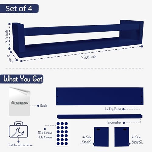 Wall Book Shelf Organizer for Kids Room Set of 4 (4 Count)