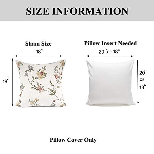 Embroidery Jacquard White Floral Leaf Pattern Square Decorative Throw Pillow Case Cushion Cover