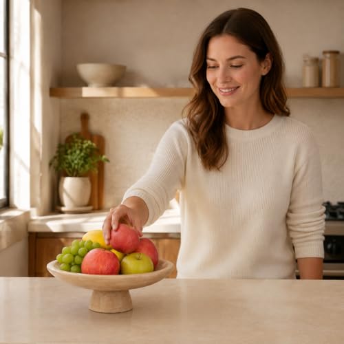 10.2" Natural Travertine Fruit Bowl