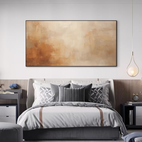 36"x72" Extra Large Framed Wall Art Beige Abstract Minimalist Neutral with Soft Brushstrokes Illustration for Home Living Room Bedroom Decor