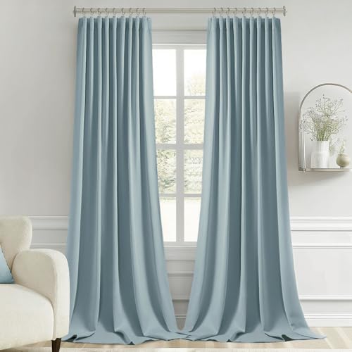 Slate Blue Back Tab Blackout Curtains 52x102 Inch Long 2 Panels Set (2 Count)