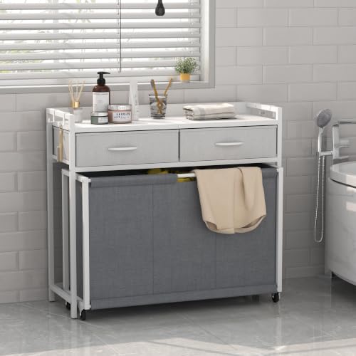 Laundry Hamper Laundry Basket with 3 Section Pull