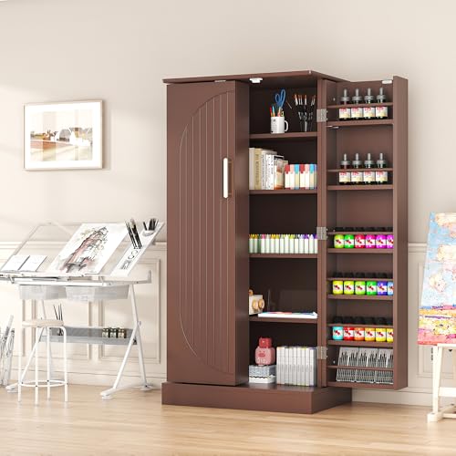 47" Kitchen Pantry Cabinet with Doors and Adjustable Shelves
