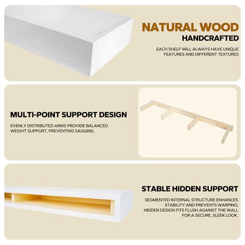 Floating Shelves 3 inch Thick for Wall Set of 2