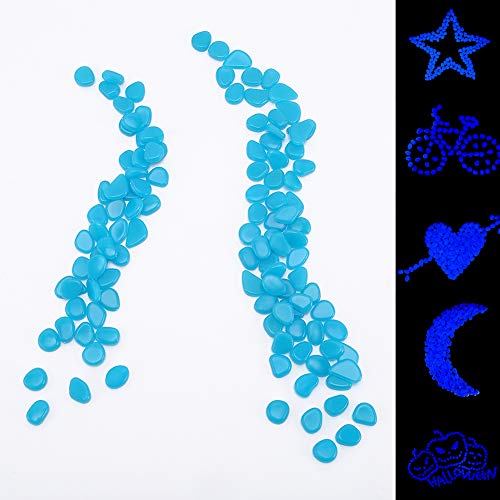 Glow Pebbles 300 pcs Blue Glowing Rocks for Outdoor Decor (300 Count)