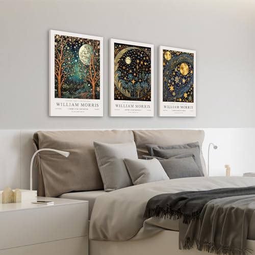 Wrapped Canvas William Morris Moon Star Wall Art Set of 3 (3 Count)